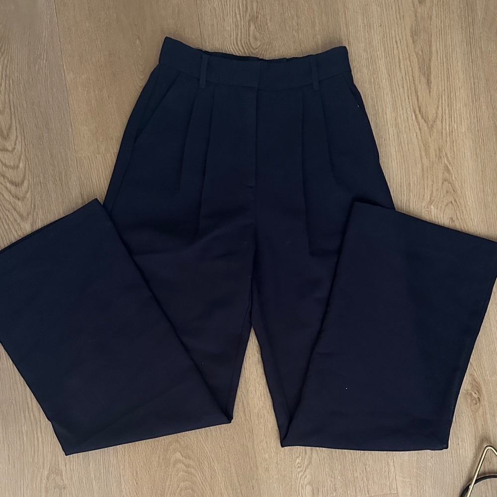 Classic Navy Wide-Leg Trousers